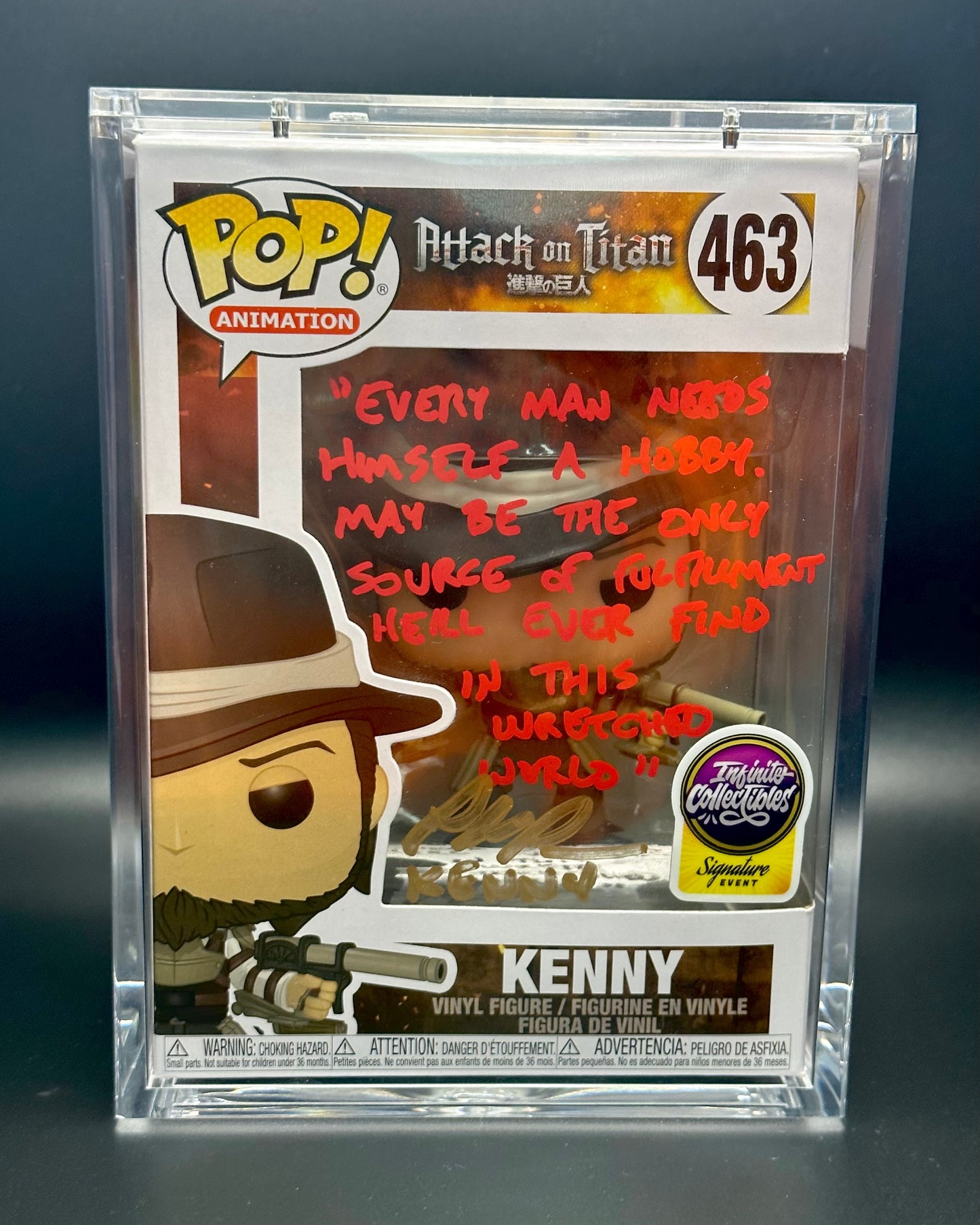 Funko Pop! Attack on Titan: Kenny Ackerman SIGNED w/Quote by Phil Parsons (JSA Certified)